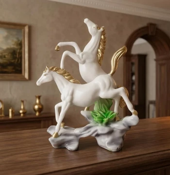 Modern Black & Gold Horse Statue for Success