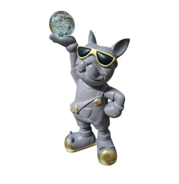 Luxurious French Bulldog Statue with Glass Crystal Ball