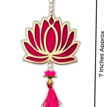 Lotus Wall Hanging - Pink & Gold Decorative Hanging with Tassel