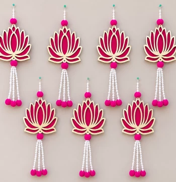 Lotus Hangings with Floral Tassels - Pink & Gold Festive Decor