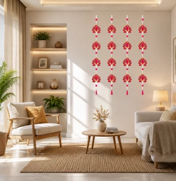 Lotus Long Line Hangings - Set of 4 Pearl Latkans for Door & Wall