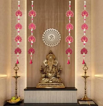 Lotus Long Line Hangings - Set of 4 Pearl Latkans for Door & Wall