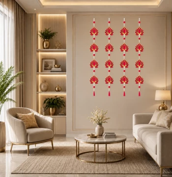Lotus Long Line Hangings - Set of 4 Pearl Latkans for Door & Wall